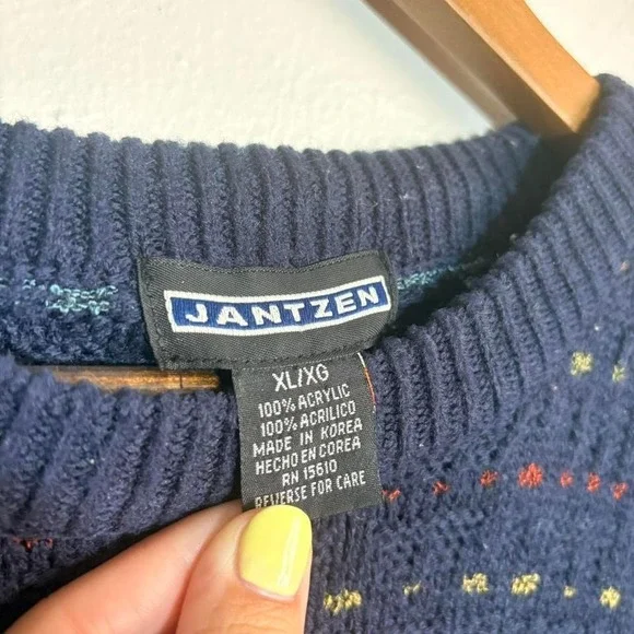 Vintage 90s JANTZEN Men's XL 3D Knit Sweater Grandpacore Chunky Gorpcore - Picture 3 of 7